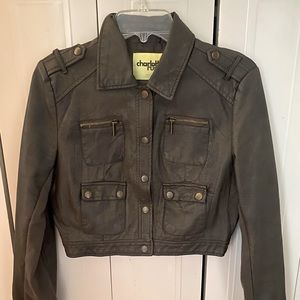 Brown Leather Crop Jacket